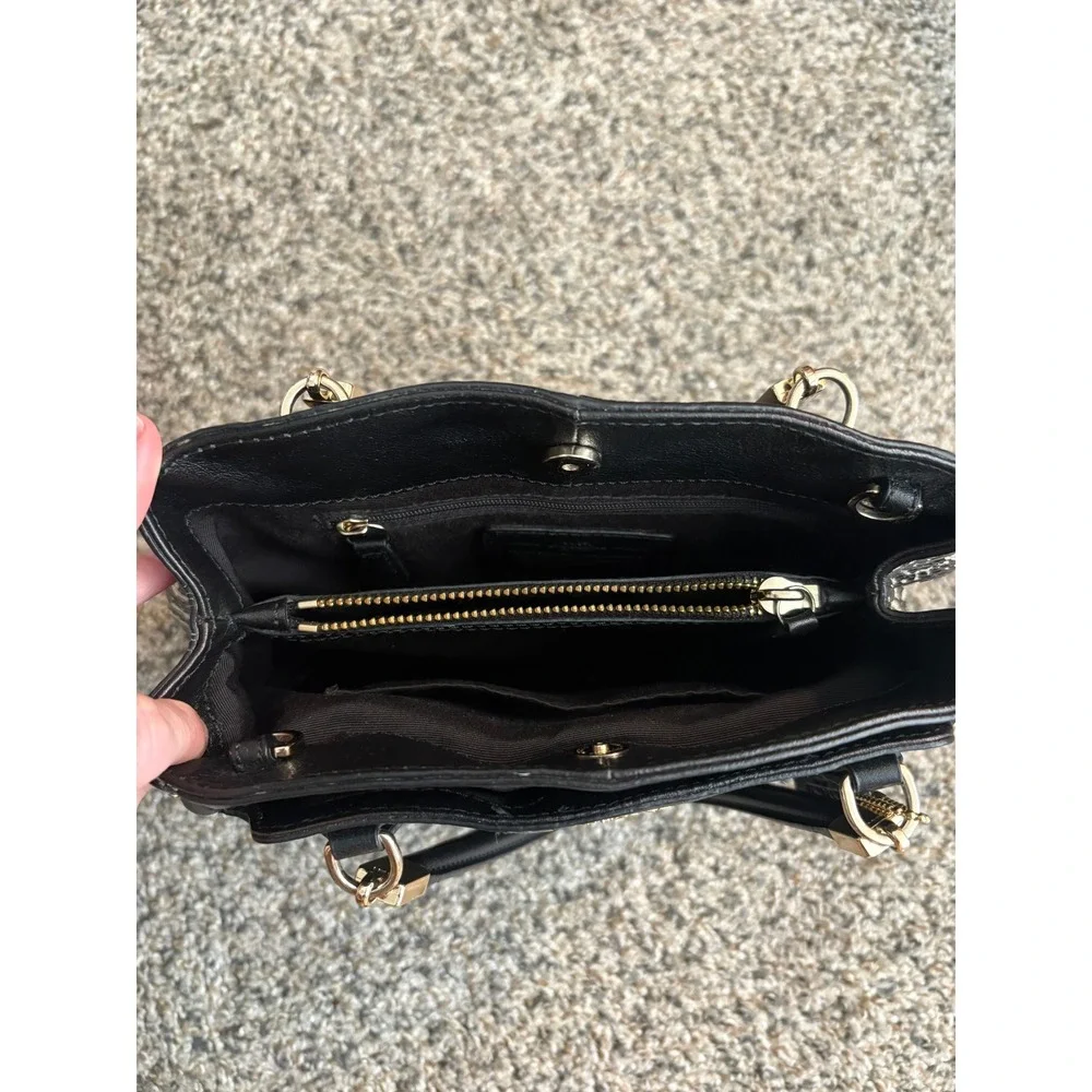 Vintage Coach Minetta Crossbody Satchel, Black Snakeskin Accent